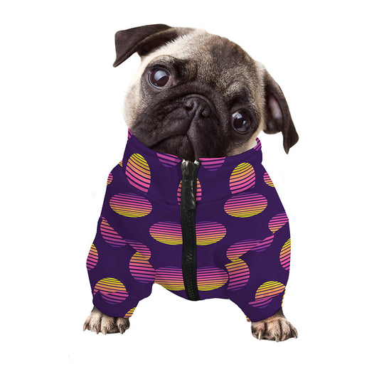 Retrowave Sunset Pattern Print Dog Zip Up Jacket