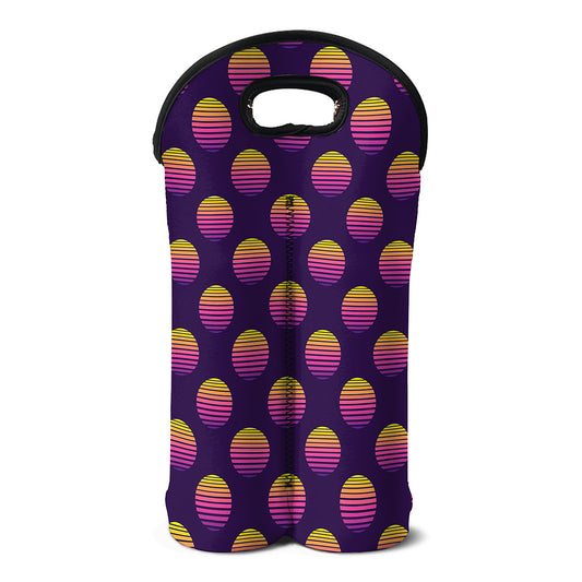 Retrowave Sunset Pattern Print Double Neoprene Wine Tote