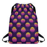 Retrowave Sunset Pattern Print Drawstring Backpack
