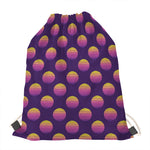 Retrowave Sunset Pattern Print Drawstring Bag
