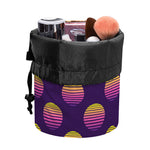Retrowave Sunset Pattern Print Drawstring Makeup Bag