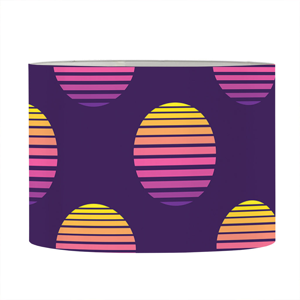 Retrowave Sunset Pattern Print Drum Lamp Shade