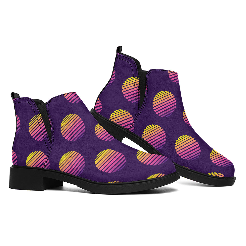 Retrowave Sunset Pattern Print Flat Ankle Boots