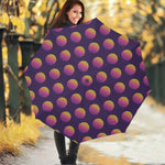 Retrowave Sunset Pattern Print Foldable Umbrella