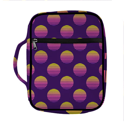 Retrowave Sunset Pattern Print Front Pocket Bible Bag