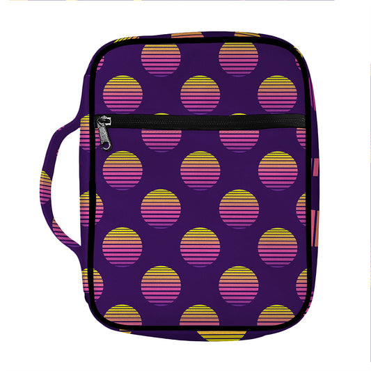 Retrowave Sunset Pattern Print Front Pocket Bible Bag