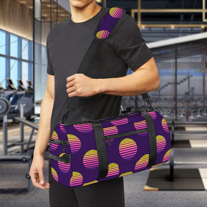 Retrowave Sunset Pattern Print Gym Bag