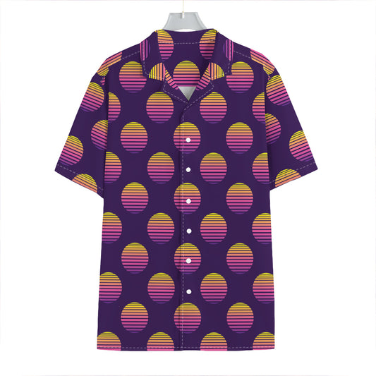 Retrowave Sunset Pattern Print Hawaiian Shirt