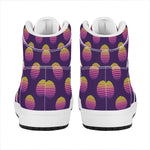 Retrowave Sunset Pattern Print High Top Leather Sneakers
