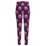 Retrowave Sunset Pattern Print High-Waisted Pocket Leggings