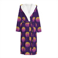 Retrowave Sunset Pattern Print Hooded Bathrobe