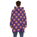 Retrowave Sunset Pattern Print Hoodie Blanket