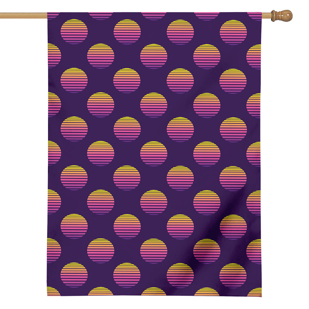 Retrowave Sunset Pattern Print House Flag