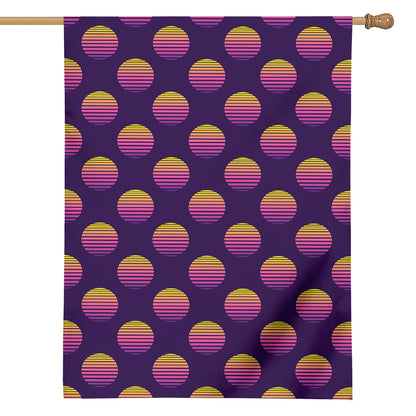Retrowave Sunset Pattern Print House Flag