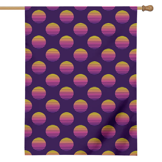 Retrowave Sunset Pattern Print House Flag