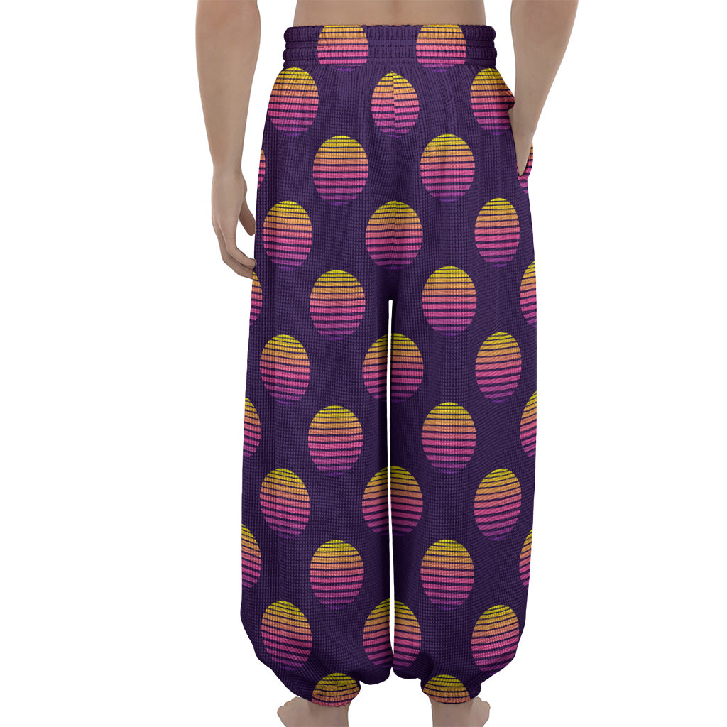 Retrowave Sunset Pattern Print Lantern Pants