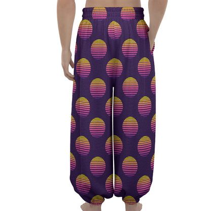 Retrowave Sunset Pattern Print Lantern Pants