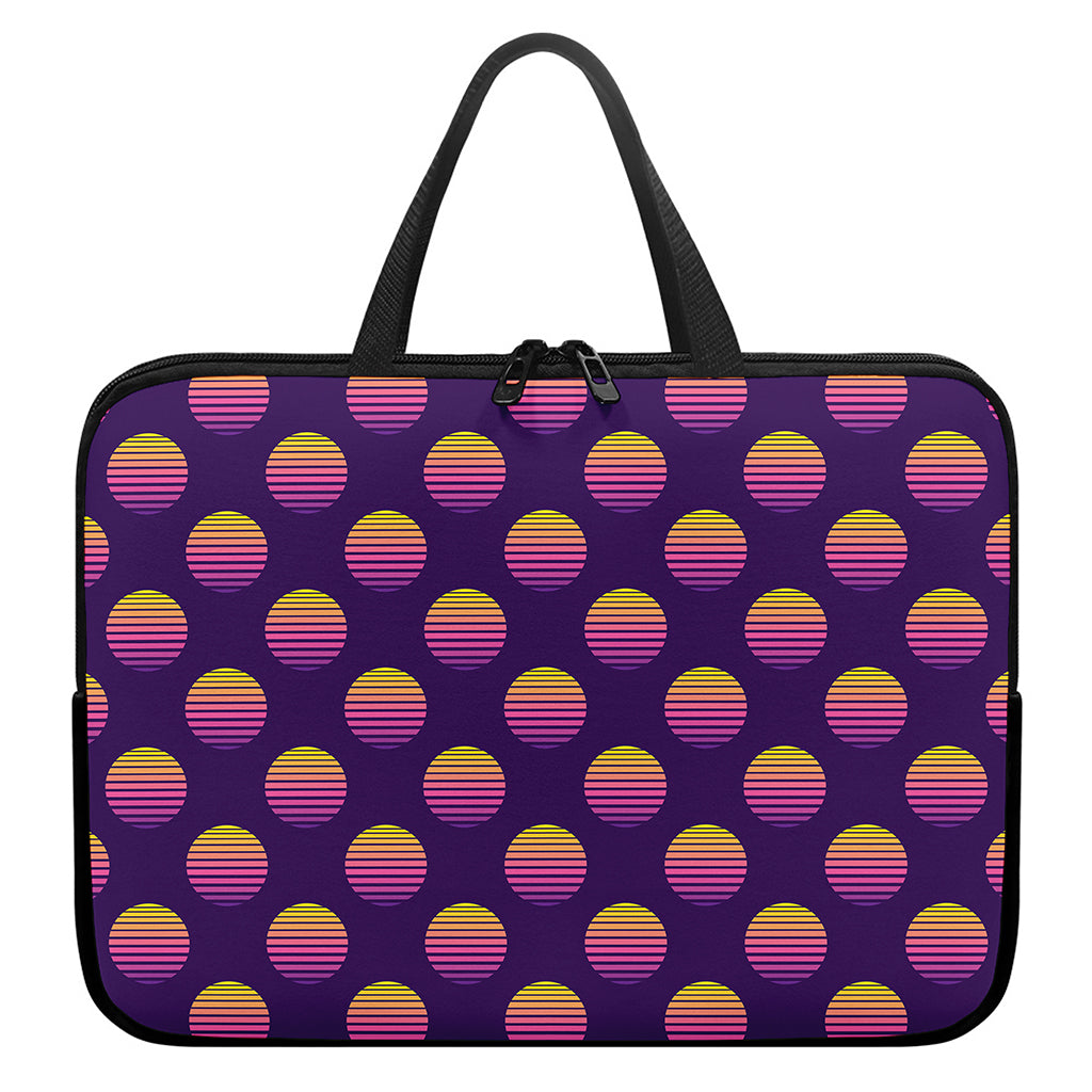Retrowave Sunset Pattern Print Laptop Sleeve With Handle