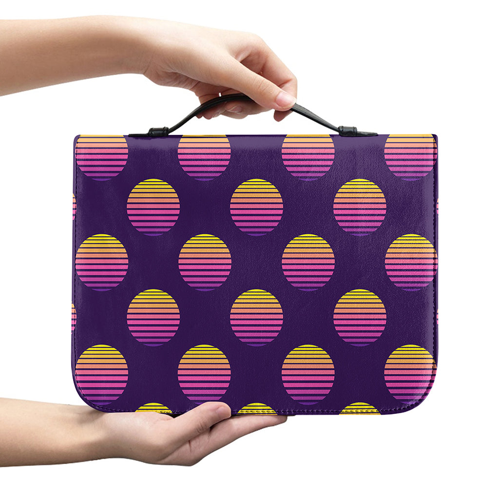 Retrowave Sunset Pattern Print Leather Bible Cover