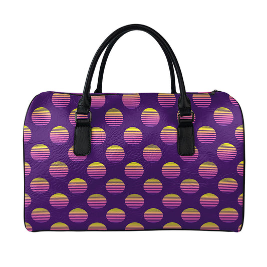 Retrowave Sunset Pattern Print Leather Duffle Bag