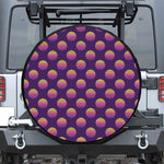 Retrowave Sunset Pattern Print Leather Spare Tire Cover