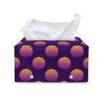 Retrowave Sunset Pattern Print Leather Tissue Box Cover