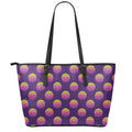 Retrowave Sunset Pattern Print Leather Tote Bag With Zipper