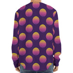 Retrowave Sunset Pattern Print Long Sleeve Baseball Jersey