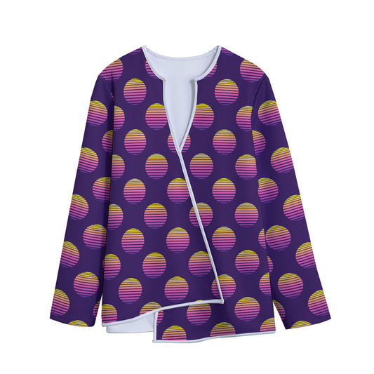 Retrowave Sunset Pattern Print Long Sleeve Short Coat