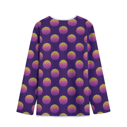 Retrowave Sunset Pattern Print Long Sleeve Short Coat