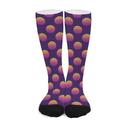 Retrowave Sunset Pattern Print Long Socks