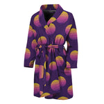 Retrowave Sunset Pattern Print Men's Bathrobe
