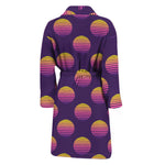 Retrowave Sunset Pattern Print Men's Bathrobe