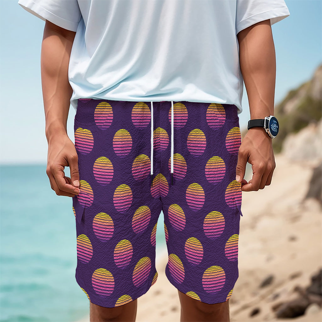 Retrowave Sunset Pattern Print Men's Cargo Shorts