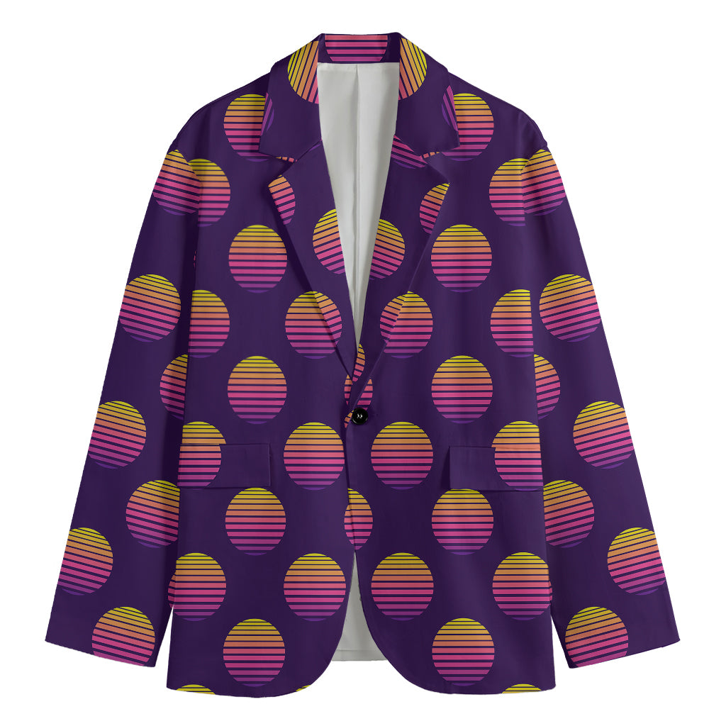 Retrowave Sunset Pattern Print Men's Cotton Blazer