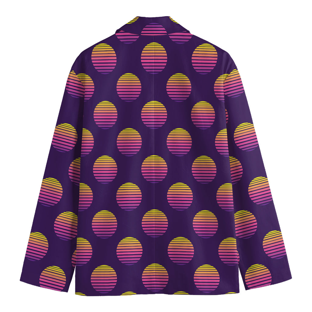Retrowave Sunset Pattern Print Men's Cotton Blazer