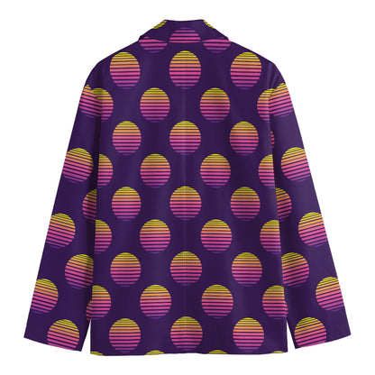 Retrowave Sunset Pattern Print Men's Cotton Blazer
