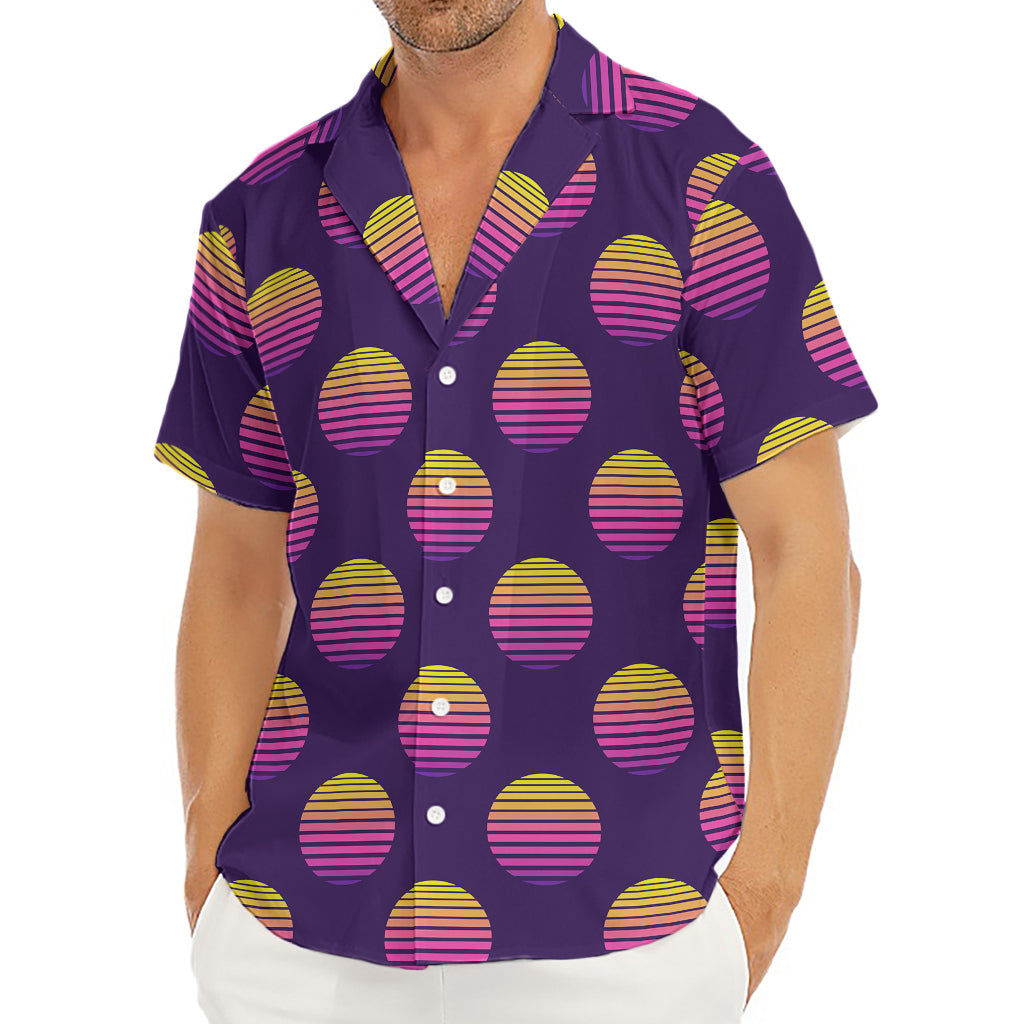 Retrowave Sunset Pattern Print Men's Deep V-Neck Shirt