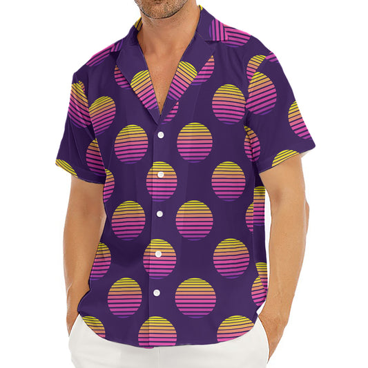 Retrowave Sunset Pattern Print Men's Deep V-Neck Shirt