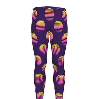 Retrowave Sunset Pattern Print Men's leggings