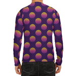 Retrowave Sunset Pattern Print Men's Long Sleeve Rash Guard