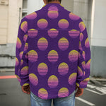 Retrowave Sunset Pattern Print Men's Shirt Jacket