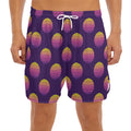 Retrowave Sunset Pattern Print Men's Split Running Shorts