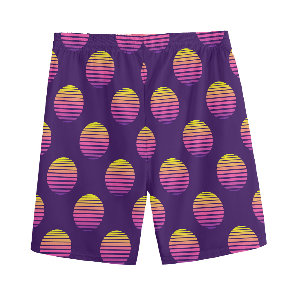 Retrowave Sunset Pattern Print Men's Sports Shorts