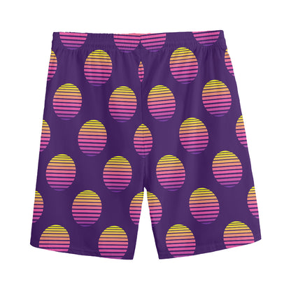Retrowave Sunset Pattern Print Men's Sports Shorts