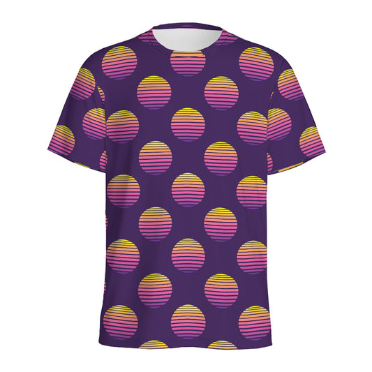 Retrowave Sunset Pattern Print Men's Sports T-Shirt