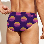 Retrowave Sunset Pattern Print Men's Swim Briefs