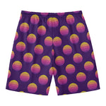 Retrowave Sunset Pattern Print Men's Swim Trunks