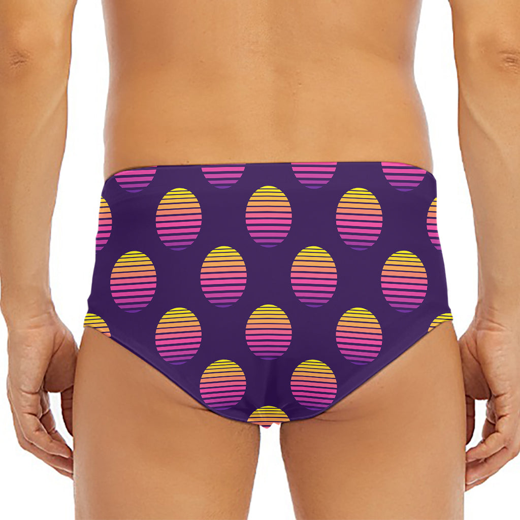 Retrowave Sunset Pattern Print Men's Triangle Swim Briefs