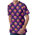 Retrowave Sunset Pattern Print Men's Velvet T-Shirt